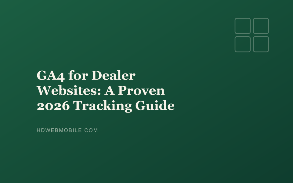 GA4 for Dealer Websites: A Proven 2026 Tracking Guide — HD Web Mobile