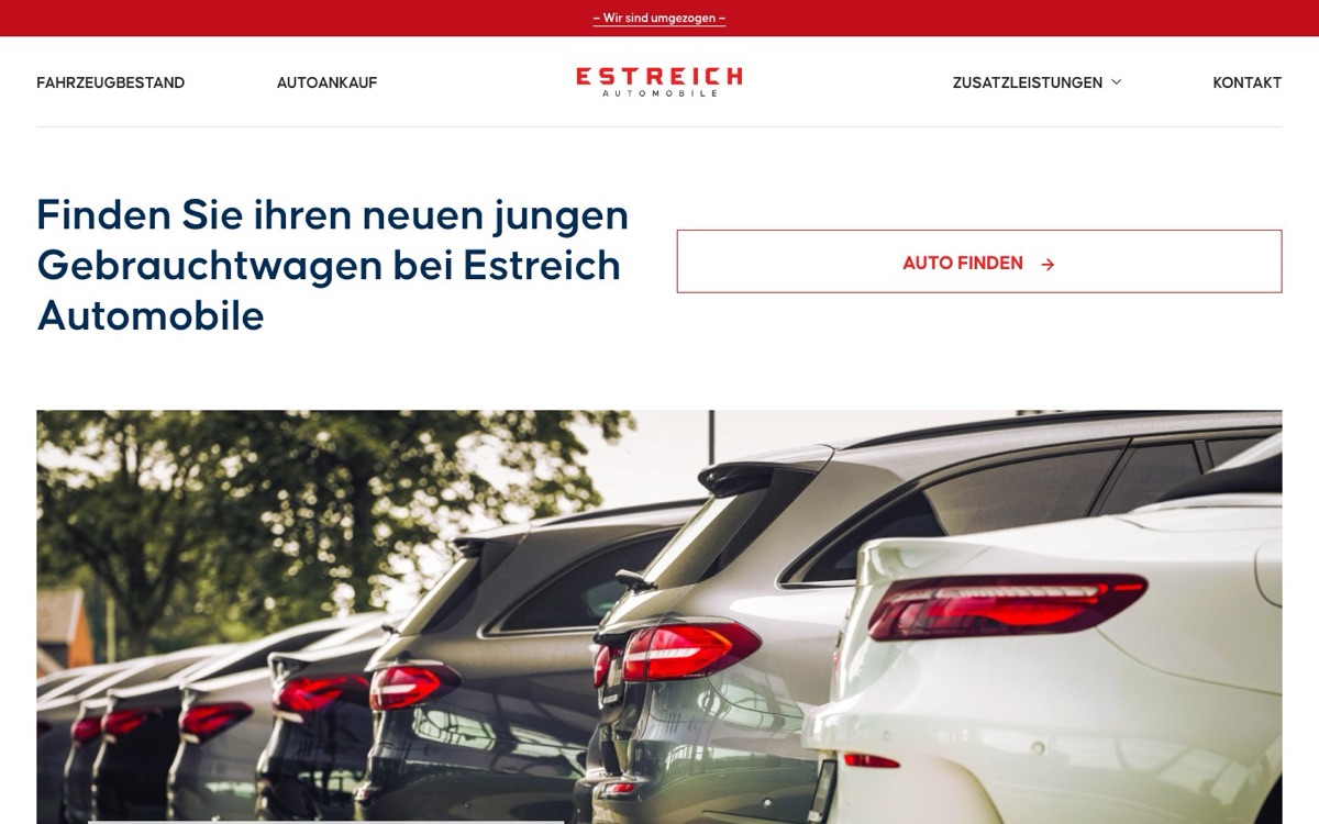 Estreich Automobile dealer website (estreich-automobile.de) built by HD Web Mobile
