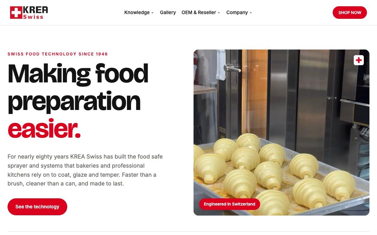 KREA Swiss food safe sprayer website (kreaswiss.com) built by HD Web Mobile
