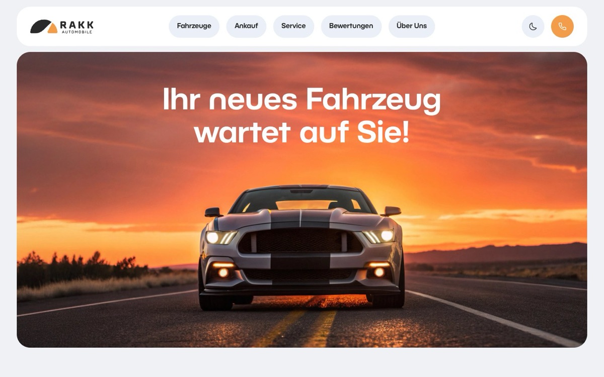 Rakk Automobile dealer website (rakk-automobile.de) built by HD Web Mobile
