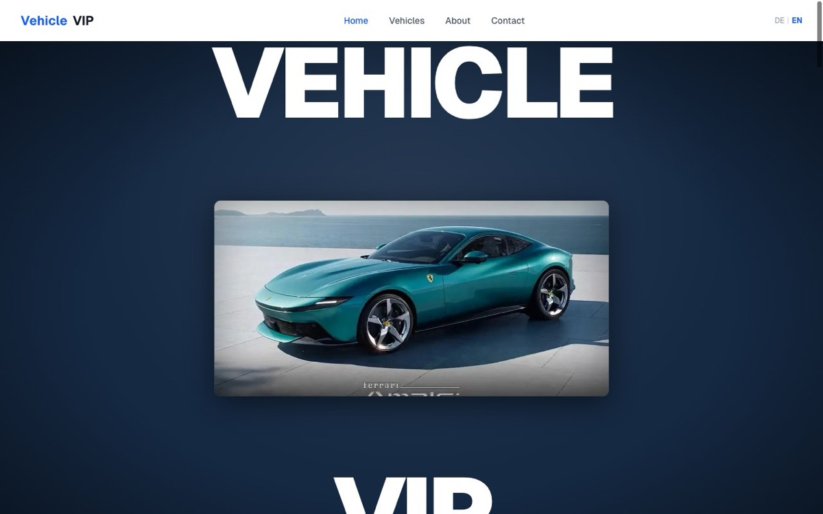 Landing page for the VehicleVIP car dealer